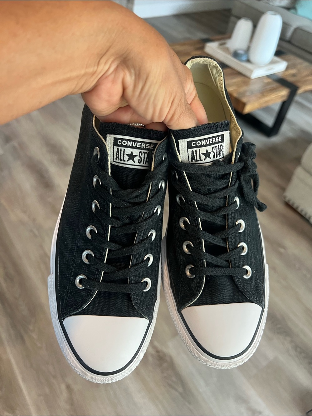 Converse Black Canvas Low-Top Sneakers with White Toe